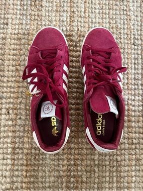 Adidas Gazelle Burgundy Suede Sneakers with White Stripes Sporty & Rich